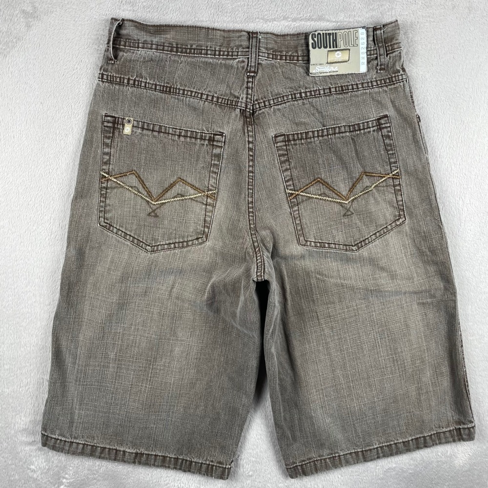Vintage Southpole Denim Shorts Baggy Jorts Mens 34 Brown Y2K Skater 14" READ